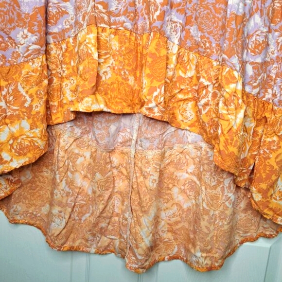 Maurice Pink Orange Floral High Low Sleeveless Tunic Size XL - Picture 4 of 6